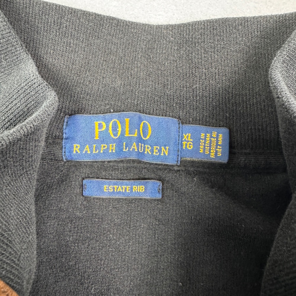 Polo Ralph Lauren Mens XL Estate Rib Quarter Zip Pullover Black Cotton Sweater - Picture 3 of 7